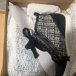 Steve Madden Black and White Tweed High-Tops